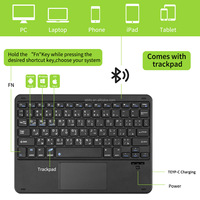 Keyboard Bluetooth Nirkabel dengan Touchpad RGB Backlit USB-C untuk Semua Sistem Tablet PC