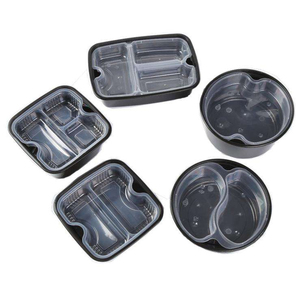 Contenants de préparation de repas carrés et ronds, 2/3 compartiments, en plastique transparent, pour emporter - Product Image 4
