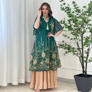 Commercio all'ingrosso nuovo arrivo Ramadan Eid Jalabiya moda musulmana Dubai Abaya vestito marocchino caftano Jalabiat donne Robe