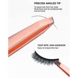 Pinzas de <span class=keywords><strong>cejas</strong></span> inclinadas 2 en 1 de acero inoxidable baratas de alta calidad Diseño de doble extremo Abrazaderas de recorte precisas <span class=keywords><strong>con</strong></span> peine - Product Image 2