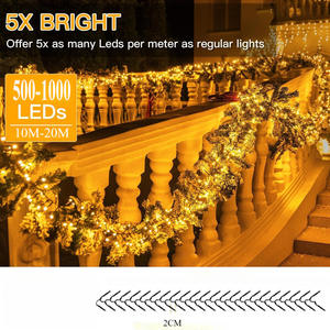 <span class=keywords><strong>Guirlande</strong></span> <span class=keywords><strong>lumineuse</strong></span> LED de Noël en forme de pétards, ligne vert foncé, 8 fonctions, <span class=keywords><strong>guirlande</strong></span> féerique en cluster, intérieur/extérieur, 12 m, pour arbre de Noël - Product Image 3