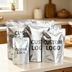 Bolsa de aluminio con boquilla lateral YSH al por mayor, 250ml, para bebidas, zumos y líquidos, con boquilla, plateada, tipo stand-up - Product Image 4