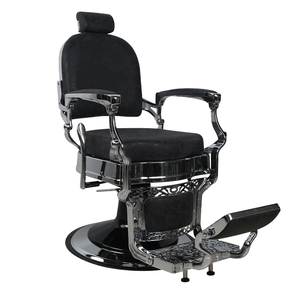Black <b>Retro</b> Reversible Luxury Golden Barber <b>Chair</b> Customizable Leather for Modern Salon Furniture for Barber Shops - Product Image 1