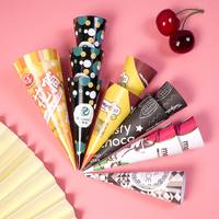 Food Grade Disposablec Ice Cream Sleeve Paper Cone Packaging Gelato Cone Wrapping Sleeve Paper Cup Cones for Ice Craem Shop