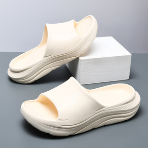 Sandales compensées en EVA pour hommes, blanches, antidérapantes, rehaussantes, respirantes, pour la plage, décontractées, avec semelle injectée - Product Image 4