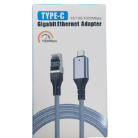 USB tipe-c 2m kabel Ethernet dengan USB3.0 PVC jaket Braided 2-in-1 RJ45 untuk laptop & jaringan Gigabit
