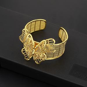Ensemble de bijoux en laiton plaqué or 24 carats JXX pour femmes, bracelet ouvert, bague, boucles d'oreilles pour mariage et fête - Product Image 4