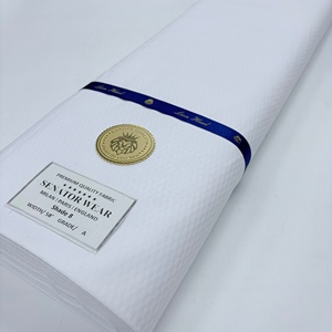 Tissu de <span class=keywords><strong>costume</strong></span> de haute qualité pour sénateur africain nigérian, couleur blanche, tissu pour hommes pour costumes et chemises, 5 yards pour vêtements de Dubaï - Product Image 2