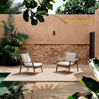Canapé d'extérieur moderne et durable en rotin PE, une place, avec structure en teck massif, chaise longue de jardin et de terrasse
