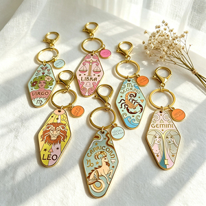 Vintage Style Embossed Metal Keychains Soft Enamel <b>Key</b> Rings Personalized Souvenir Charms for Birthday Party Favors - Product Image 6