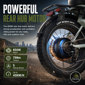 Bicicleta Eléctrica de Montaña de 850W 52V 19.2Ah con Neumáticos Gruesos de 20"x4.0, 75Nm de Torque, Frenos de Disco Hidráulicos, Alcance de 45-80KM - Product Image 5