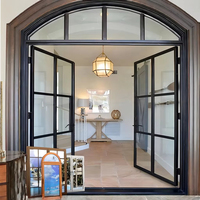 Ventana Francesa de Doble Hoja Abatible de Aleación de Aluminio de Alta Calidad, Aislamiento Térmico, Garantía de 5 Años, Diseño Moderno, Arco Interior