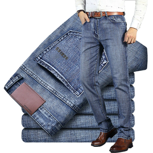 Jeans de Mezclilla Extra Grandes Personalizados para <span class=keywords><strong>Hombre</strong></span>, Azules, Elásticos, Corte Slim Fit, Pierna Recta, para Oficina, Negocios y Uso Diario - Product Image 6