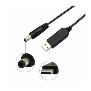 Kabel Konverter Catu Daya Mobile USB Ke Jack DC 5V Ke 8.4V 12.6V Hitam PVC USB Port Puerto De Carga Micro Usb J7 Braid UB-R1