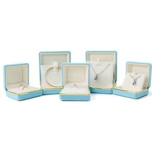 Boîte à bijoux en cuir PU et velours avec logo personnalisé, boîte de rangement ovale luxueuse en flanelle pour bagues et colliers, boîte cadeau personnalisée - Product Image 3