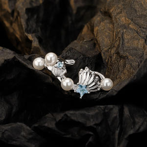 Designer etnico naturale rotondo blu topazio e perla gemma solida 925 argento Sterling promessa anelli a fascia produttore di gioielli raffinati - Product Image 1