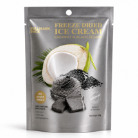 Sachet Doypack Personnalisé Imprimé pour Snacks Glacés Lyophilisés à la Noix de Coco avec Fermeture Éclair, Emballage Alimentaire de Détail, Sac Mat Haute Barrière