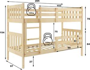Lit <span class=keywords><strong>superposé</strong></span> en bois massif pour enfants <span class=keywords><strong>2</strong></span> <span class=keywords><strong>places</strong></span> lit double échelle taille en matériau naturel disponible - Product Image 4