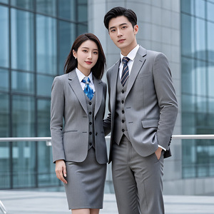 Men's And Women's Professional Suit Set Stretch Wool Blend Anti-Wrinkle Pants Suits For Office Work Commute Uniforms - Product Image 3