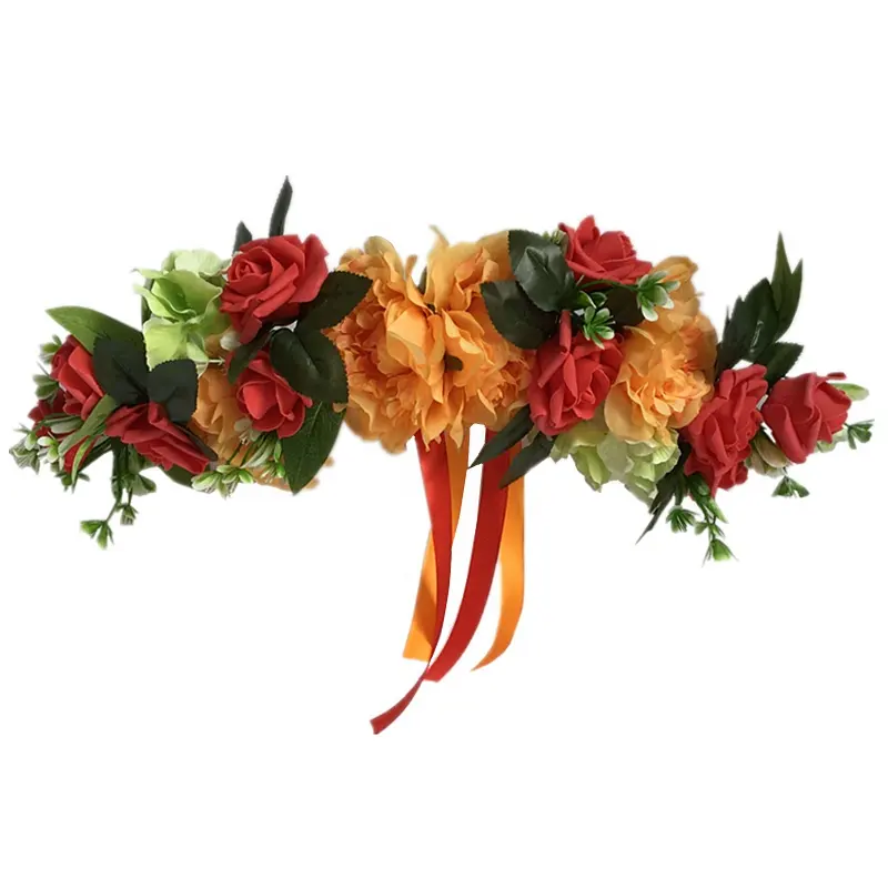 Artificial Peony rose flower garland for wedding mirror before wreath welcoming door lintel Decoration
