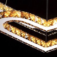 Lustre en cristal en forme de coeur-Design à double anneau LED 3 couleurs Température Dimmable Éclairage romantique pour chambre Salon