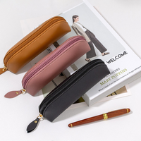 Étui à crayons en cuir PU YY, organisateur de bureau moderne et tendance avec fermeture éclair, 17x4.5x6cm, logo personnalisé pour le bureau et l'école