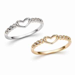 Anello a forma di cuore traforato per donna, con pietra trasparente scintillante, gioiello da dito alla moda, idea regalo - Product Image 1