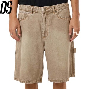 Pantalones Cortos de Carpintero para Hombre, Lavado Degradado Marrón, Vaqueros, Nueva Moda 2026, Atuendos Casuales, Estilo Urbano, Jorts Holgados, Pantalones Cortos Vintage para Hombre - Product Image 1