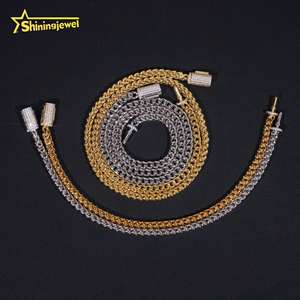 48H 배송 힙합 보석 목걸이 패션 골드 도금 <span class=keywords><strong>4MM</strong></span> 스테인레스 스틸 모이사나이트 로프 체인 남성 여성 링크 체인 - Product Image 2