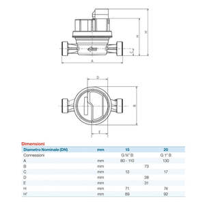 Contador de agua caliente de un solo chorro preequipado para lectura remota revestimiento recto-Bosco - Product Image 1