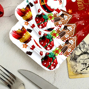 Nuovo Stile 10pz Piatti di Carta Ecologici USA e Getta Tema Buon Natale <span class=keywords><strong>per</strong></span> Torte, Stoviglie <span class=keywords><strong>per</strong></span> Feste e Cene in Famiglia - Product Image 2