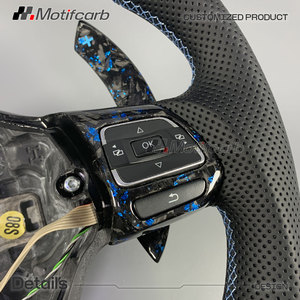 Volante LED de fibra de carbono forjado azul personalizado para Volkswagen Golf MK6 GTI R Jetta GLI Hatchback Scirocco R 2010-2014 - Product Image 4