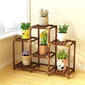 Горячая Распродажа многослойная 6 ярус из массива дерева в виде цветка и растения горшок стойка полки для Открытый сад