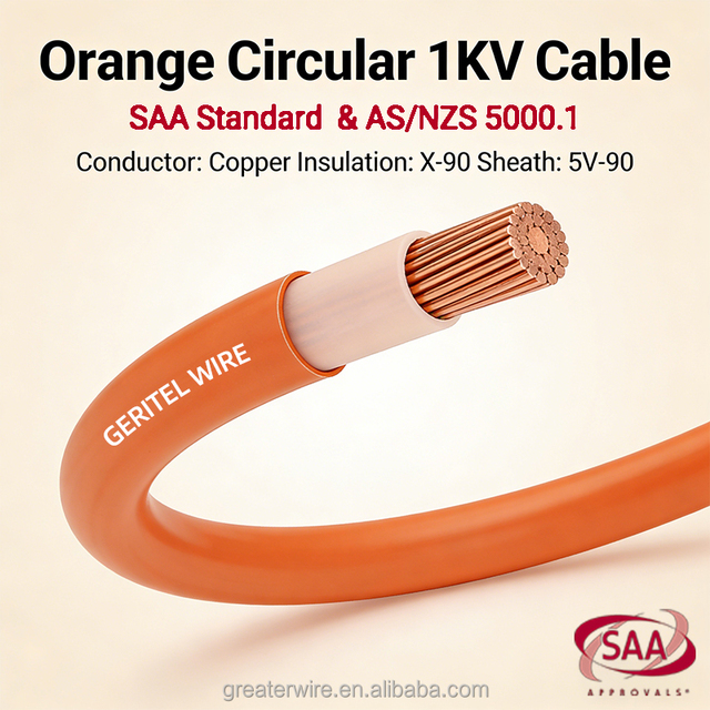 SAA Single Core 16mm2 25mm2 35mm2 50mm2 70mm2 95mm2 120mm2 300mm2 Copper XLPE Low Voltage 0.6/1KV AS/NZS 5000.1 Orange Cable