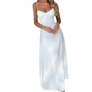 Venta al por mayor OEM personalizado: Nuevo vestido midi de color liso, elegante y de temperamento, con lazo, de tela natural de lujo ligero y ecológico. - Product Image 3