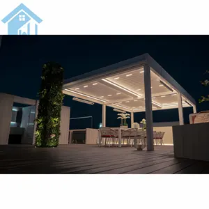 Fashional fuerte de alta calidad de metal jardín patio persiana cenadores con luces LED para Swimspas