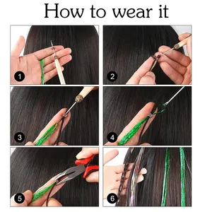 Kit de Tinsel Brillante para el Cabello de 48 Pulgadas, Arcoíris, para Mujeres, Extensiones de Cabello con Brillo Colorido, Accesorios para el Cabello - Product Image 3