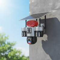 Caméra de sécurité extérieure solaire à 4 objectifs avec suivi de mouvement humain, audio bidirectionnel, vision nocturne, étanche, carte SIM 4G