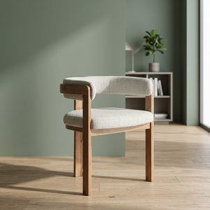 Chaise de salle à manger moderne en teck, fauteuil rembourré à dossier croisé, chaise d'appoint en bois durable, siège minimaliste pour la maison et les restaurants - Product Image 2