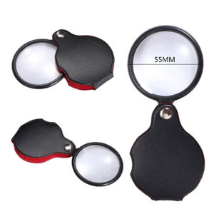 Pocket Magnifier 55Mm Glass Lens Folding Leather Case Reading Books And Newspapers - Product Image 1