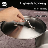 Casserole en acier inoxydable, haute ou basse, à fond épais, avec une seule poignée, pour la cuisson, les soupes, le lait, compatible avec plusieurs types de cuisinières