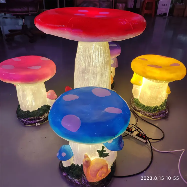 resin and fiberglass courtyard waterproof theme park mushroom shape outdoor garden lights for landscape lighting decoration