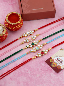 Kundan Studded Rakhi Multicolor <b>Thread</b> Collection for Brother Raksha Bandhan <b>Thread</b> Bracelet with Kundan Work Festival Gift - Product Image 2