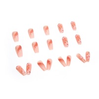 Lot de 24 faux ongles en ABS, formes amandes, réutilisables, pour manucure, avec colle, motifs papillon