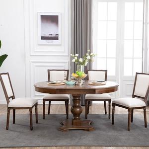 Chaise de salle à manger en bois massif de style américain, rembourrée, en chêne vieilli vintage, pour salle à manger - Product Image 1