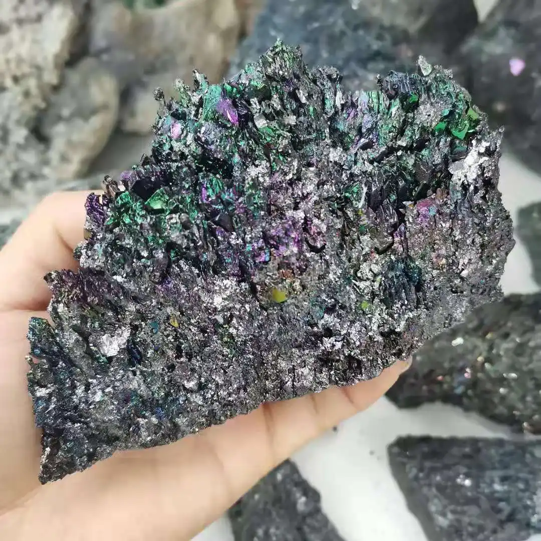 Toptan doğal renkli Carborundum kaba kristal ve Mineral örnekleri