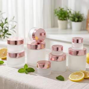15g 20g 30g 50g 100g Matte Clear Glass Cosmetic Cream <b>Jar</b> with Rose Gold Plastic Screw Lid - Product Image 1