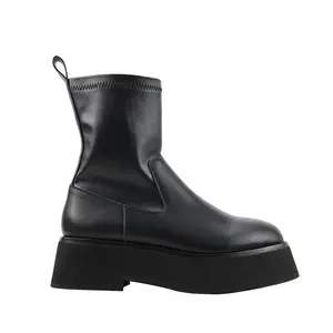 Bottines en cuir extensible à semelle plate en caoutchouc EVA pour femmes