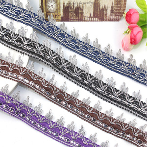 Tre fiori Tinsel oro tenda di pizzo etnico nastro di pizzo <span class=keywords><strong>per</strong></span> gli accessori del vestito - Product Image 3