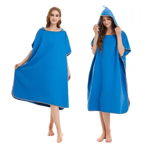 Customized Printing Changing Surf Poncho Swim Robe Quick Dry Microfiber Hooded Beach Towel For Pool Swim And Beach Surfing